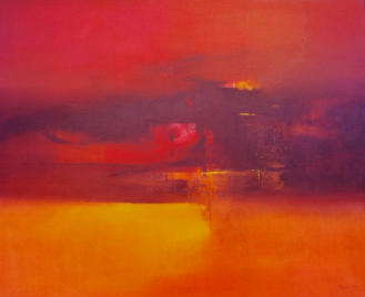 Wim Blom-Dark red landscape 1971