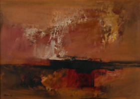 Wim Blom - Abstract Landscape in Reds 1970