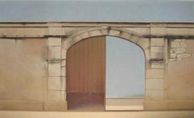 Wim Blom - Mediterranean View, 1985 charcoal on paper laid down on card  