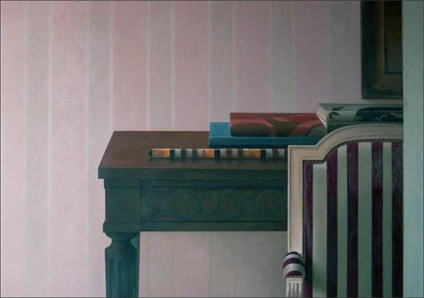 Wim Blom - Side table and chair oil on canvas 1984 