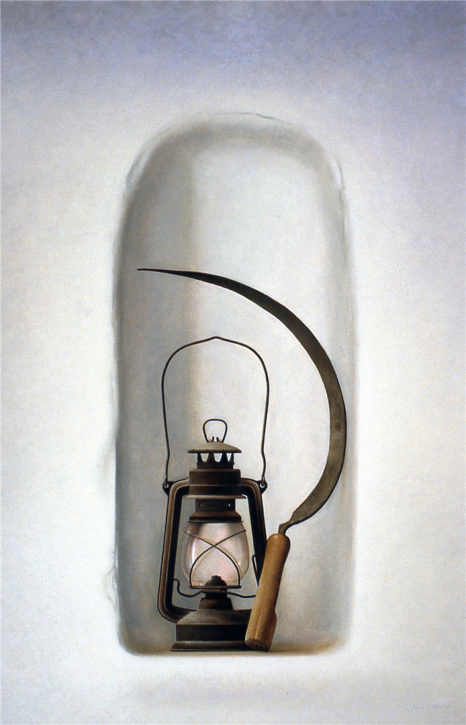 Wim Blom Sikkel and oil lamp