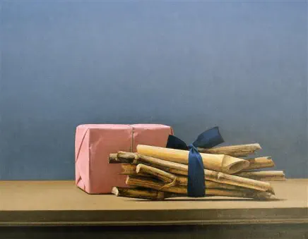 Wim Blom - Reeds with pink wrapped-parcel