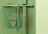 Wim Blom-Bolted Door 2005 oil on canvas 30.5 x 56 cm-12 x 22 inches
