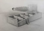 Wim Blom-Box with feather and tied parcel pencil on paper-1987