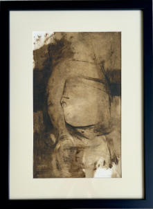 Wim Blom-Male figure seated 1971 10"x17" frame:17"x24"