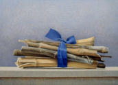Wim Blom-Reeds tied with blue ribbon