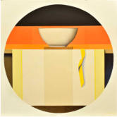 Wim Blom-Shelf with a bowl 2015 oil on canvas 66 x 66 cm-26 x 26 inches