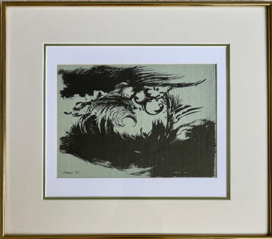 Wim Blom-Turbulent Sea 1965  8”x11” frame: 18”x15.5”
