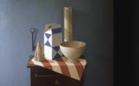 Wim Blom - 227 Chequred box 1982 oil 50x61 cm