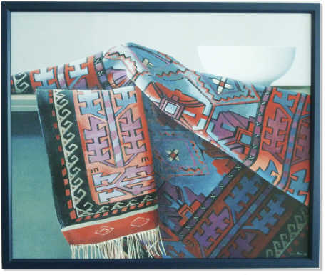 Wim Blom - Oriental rug with white bowl 1985 - 60 x 73 cm  *canvas giclee reproduction print  