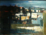 Wim Blom - Township Scene, 1961 oil on plywood