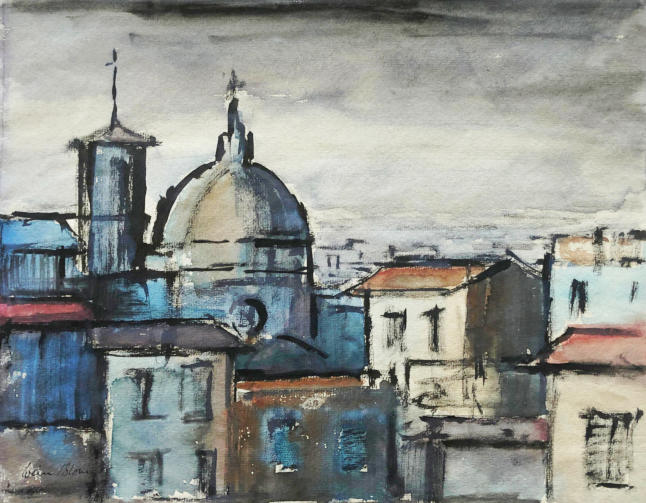 Wim Blom - Florenze Italy, water colour and oil  painted in 1955